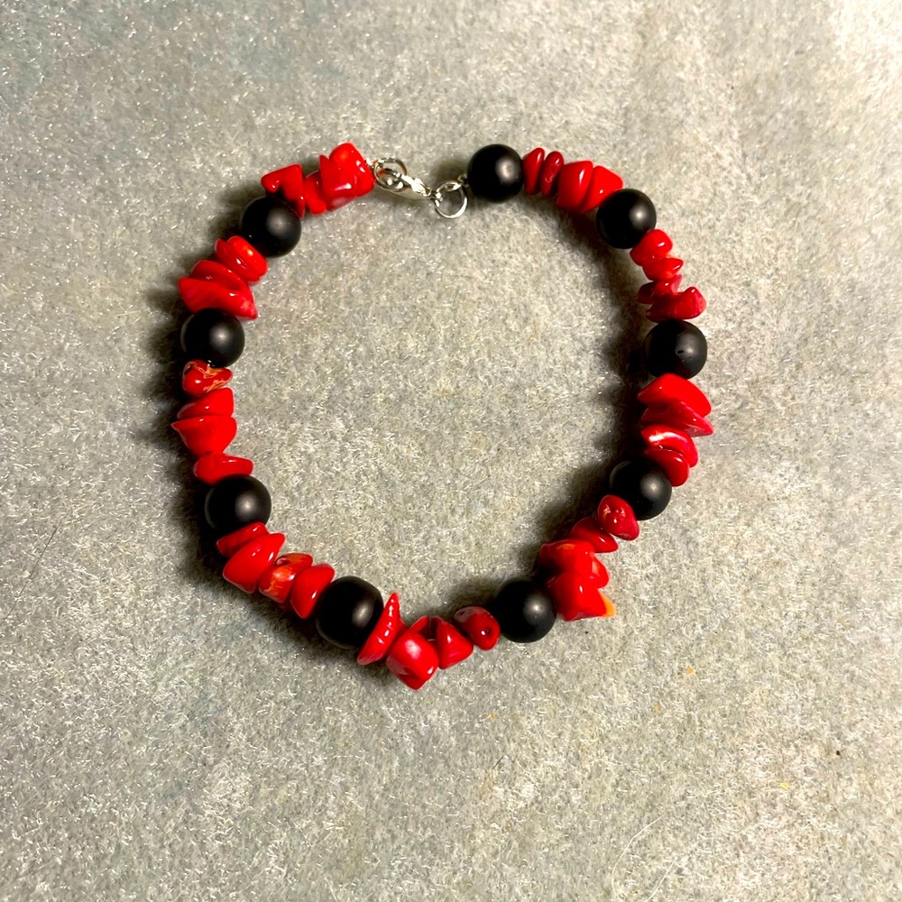 Sterling silver Red corral bracelet